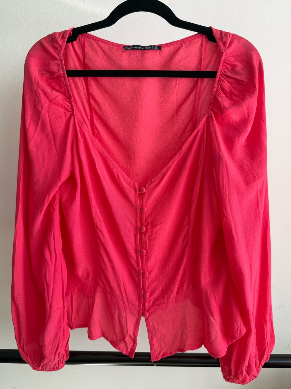Abercrombie & Fitch Pink Peplum Button Blouse Size M
